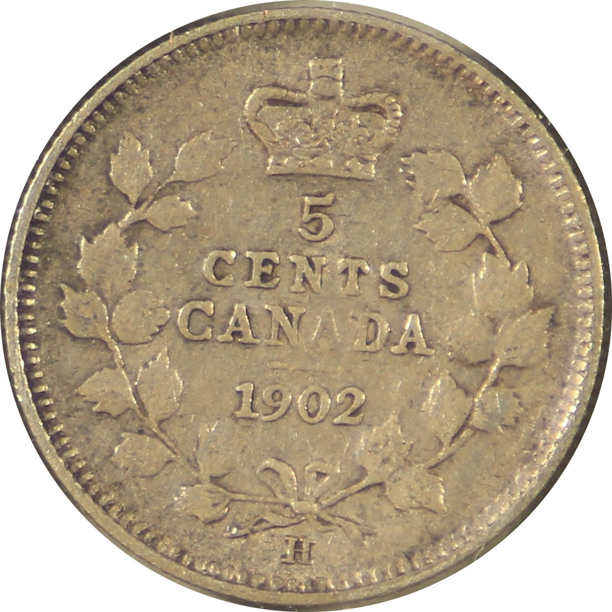 1902H Large H Over Small H Canada 5-cents Fine (F12)