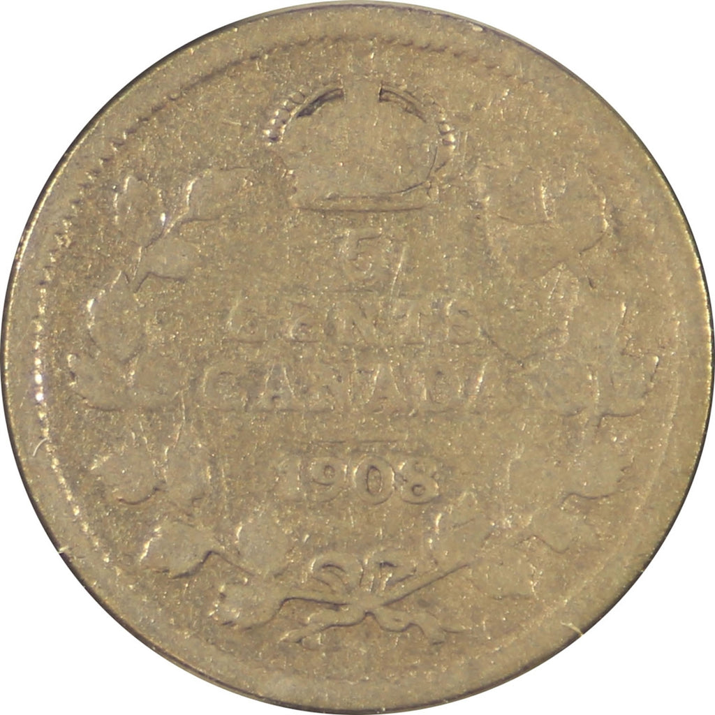 1908 Large 8 Canada 5-cents Good (G4)