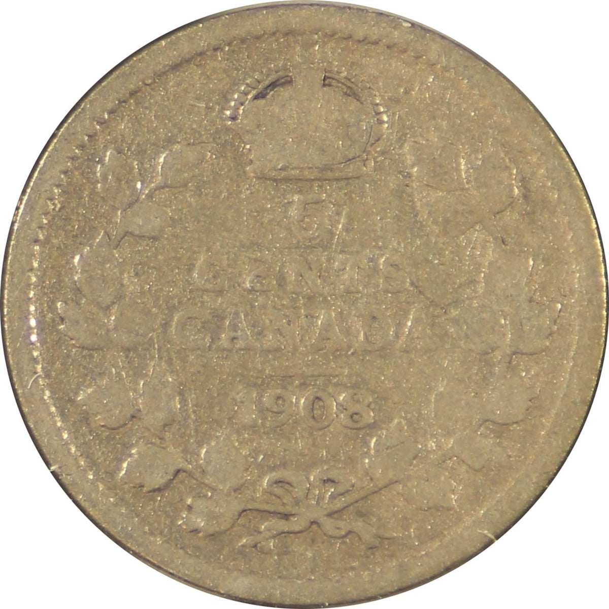 1908 Large 8 Canada 5-cents Good (G4)