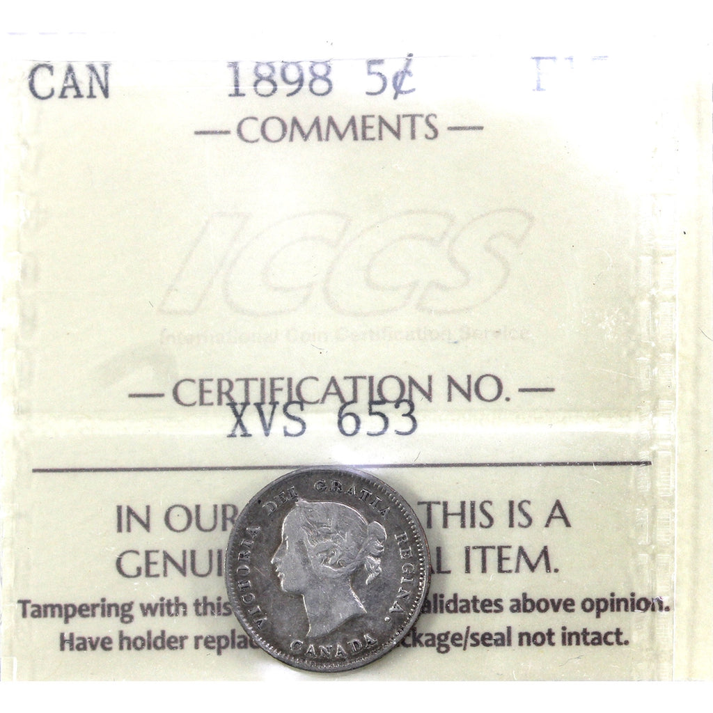 1898 Canada 5-cents ICCS Certified F15
