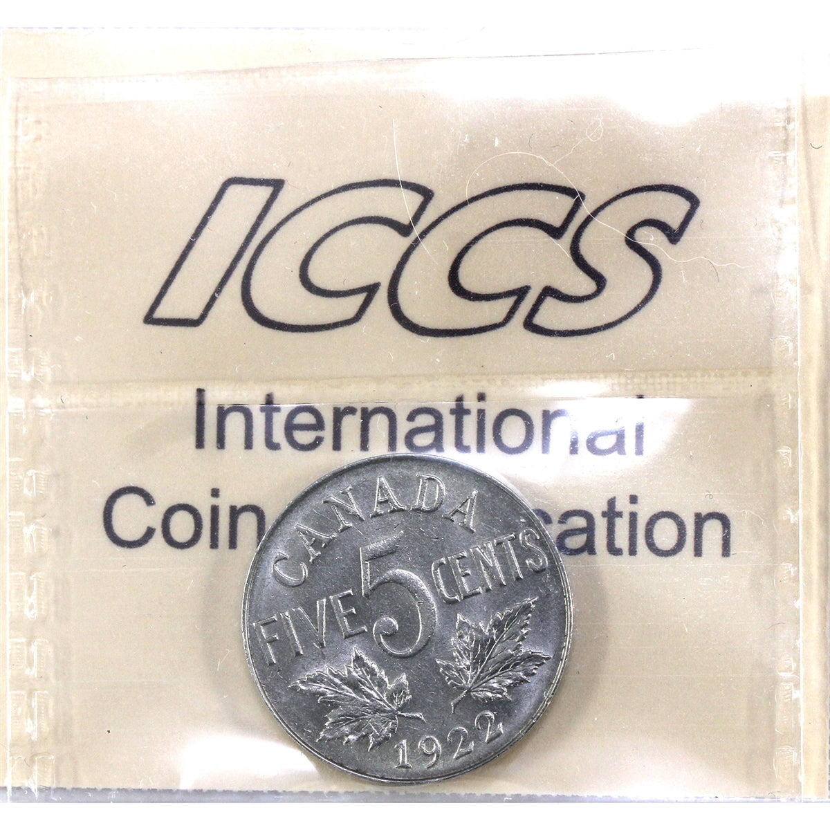 1922 Far Rim Canada 5-cents ICCS Certified AU50