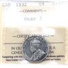 1932 Near 2 Canada 5-cents ICCS Certified EF45