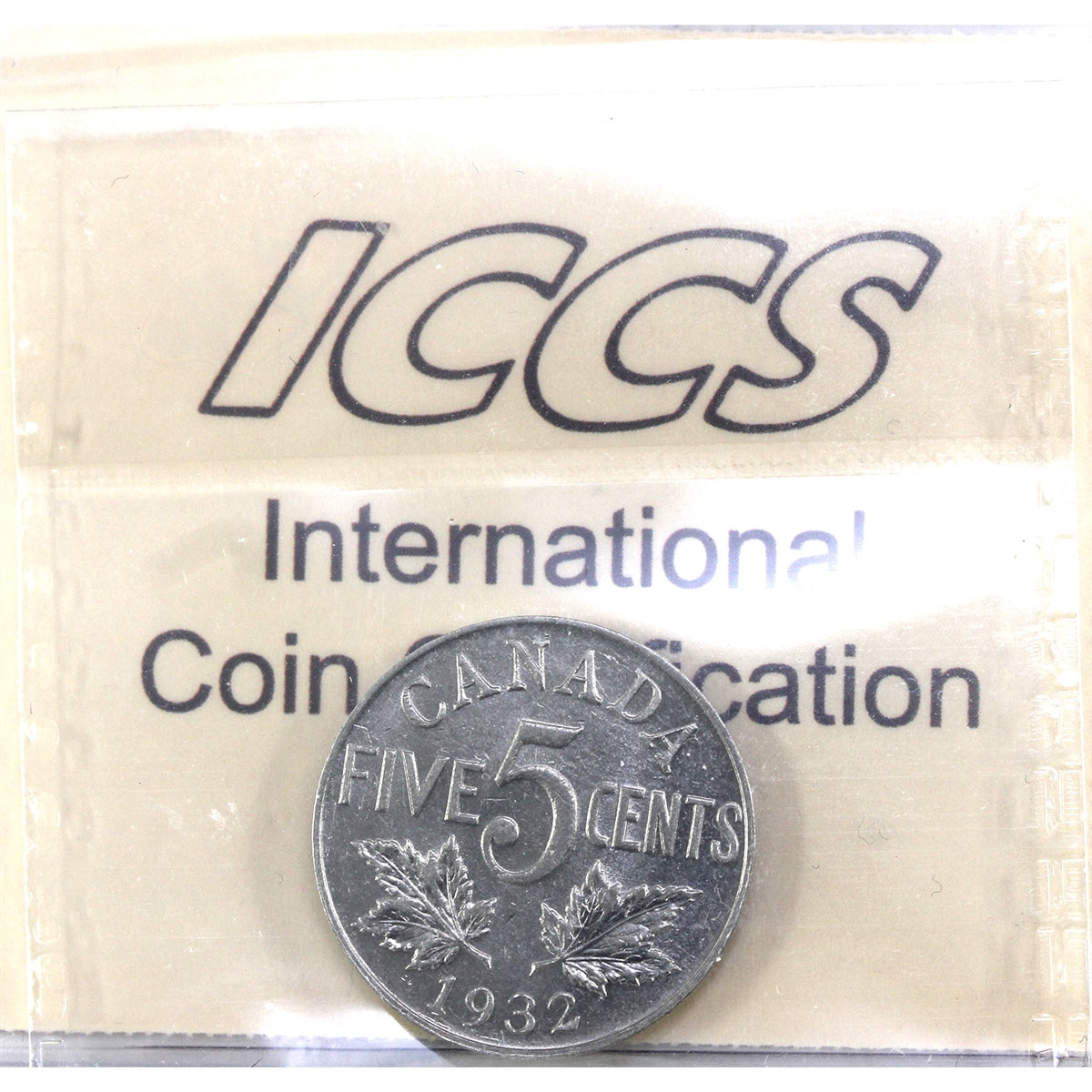 1932 Near 2 Canada 5-cents ICCS Certified EF45