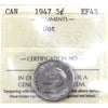 1947 Dot Canada 5-cents ICCS Certified EF45