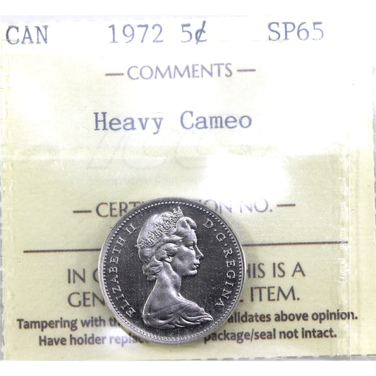 1972 Canada 5-cents ICCS Certified SP65 Heavy Cameo