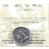 2015 Canada 5-cents ICCS Certified MS64