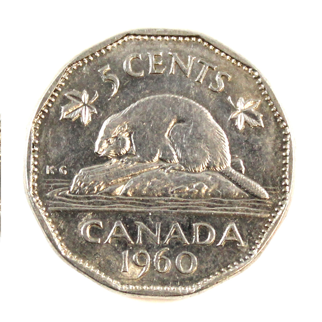 1960 Bald Beaver Canada 5-cents EF-AU (EF-45)