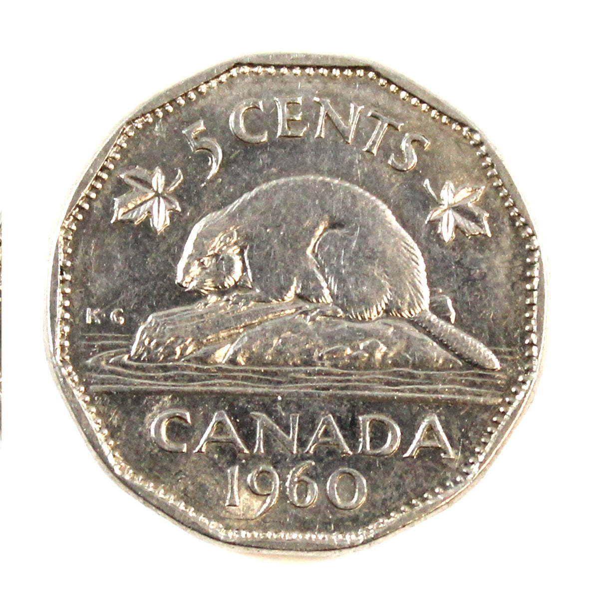 1960 Bald Beaver Canada 5-cents EF-AU (EF-45)