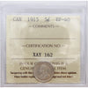 1915 Canada 5-cents ICCS Certified EF40