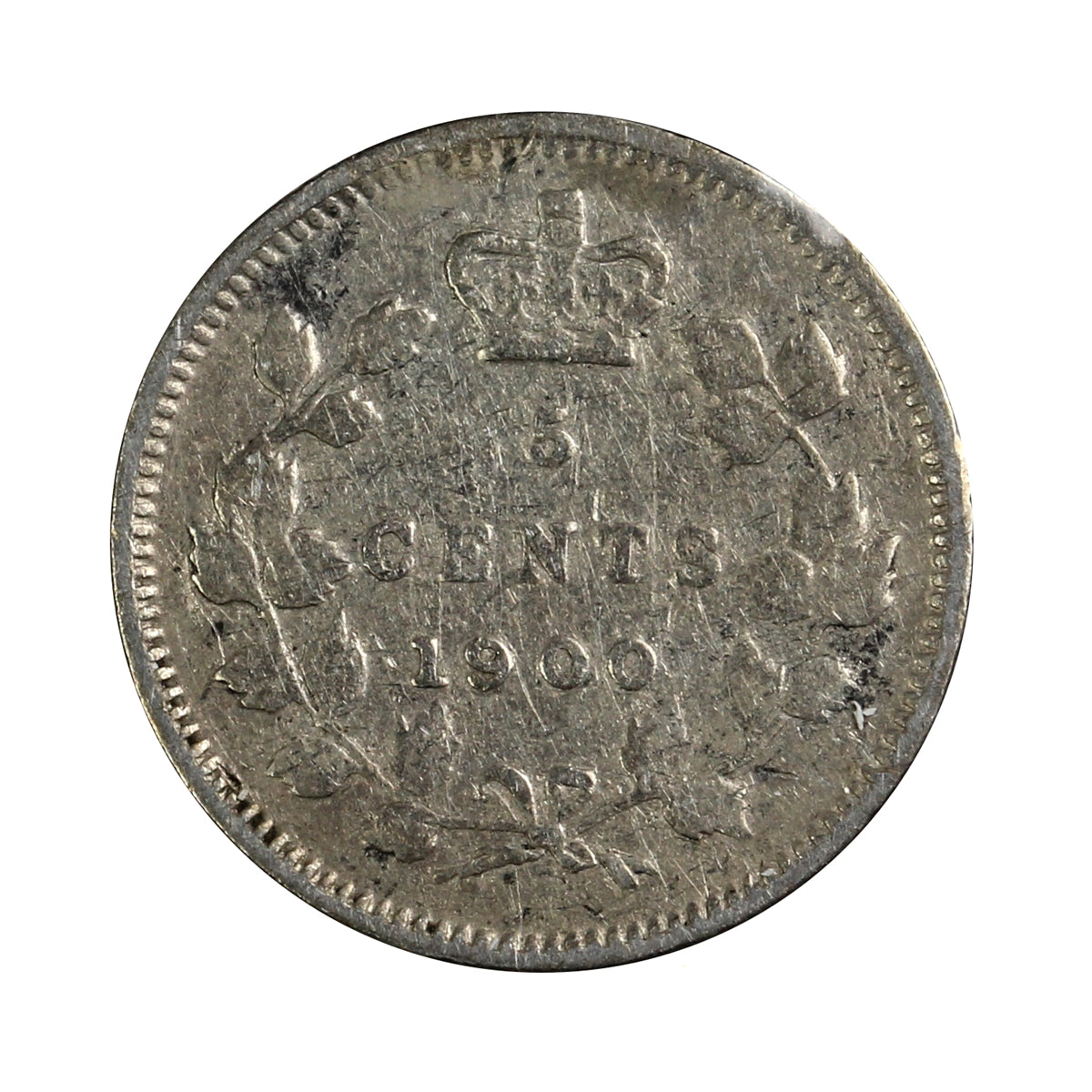 1900 Round O Canada 5-cents Very Good (VG8)