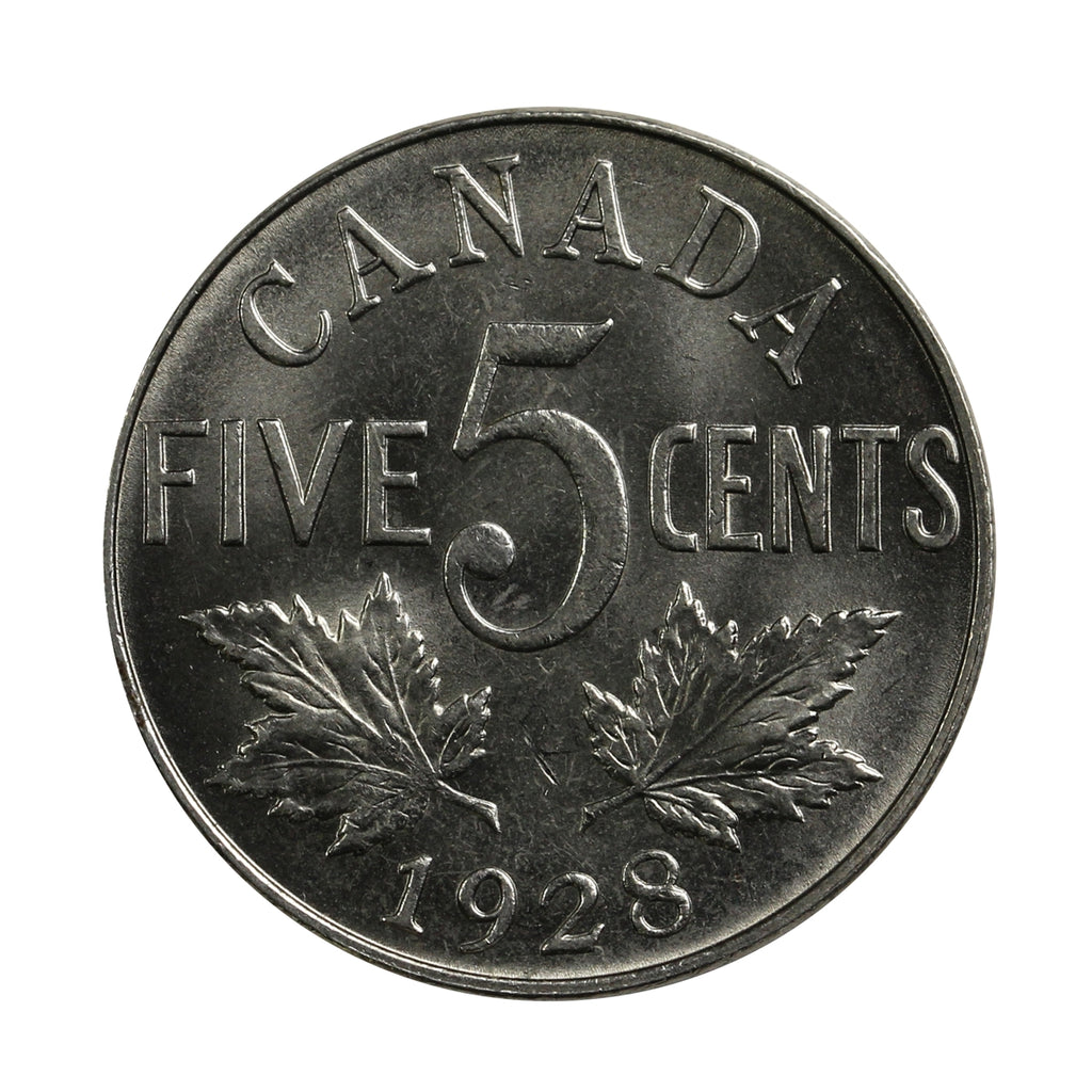 1928 Canada 5-cents Choice Brilliant Uncirculated (MS64) $