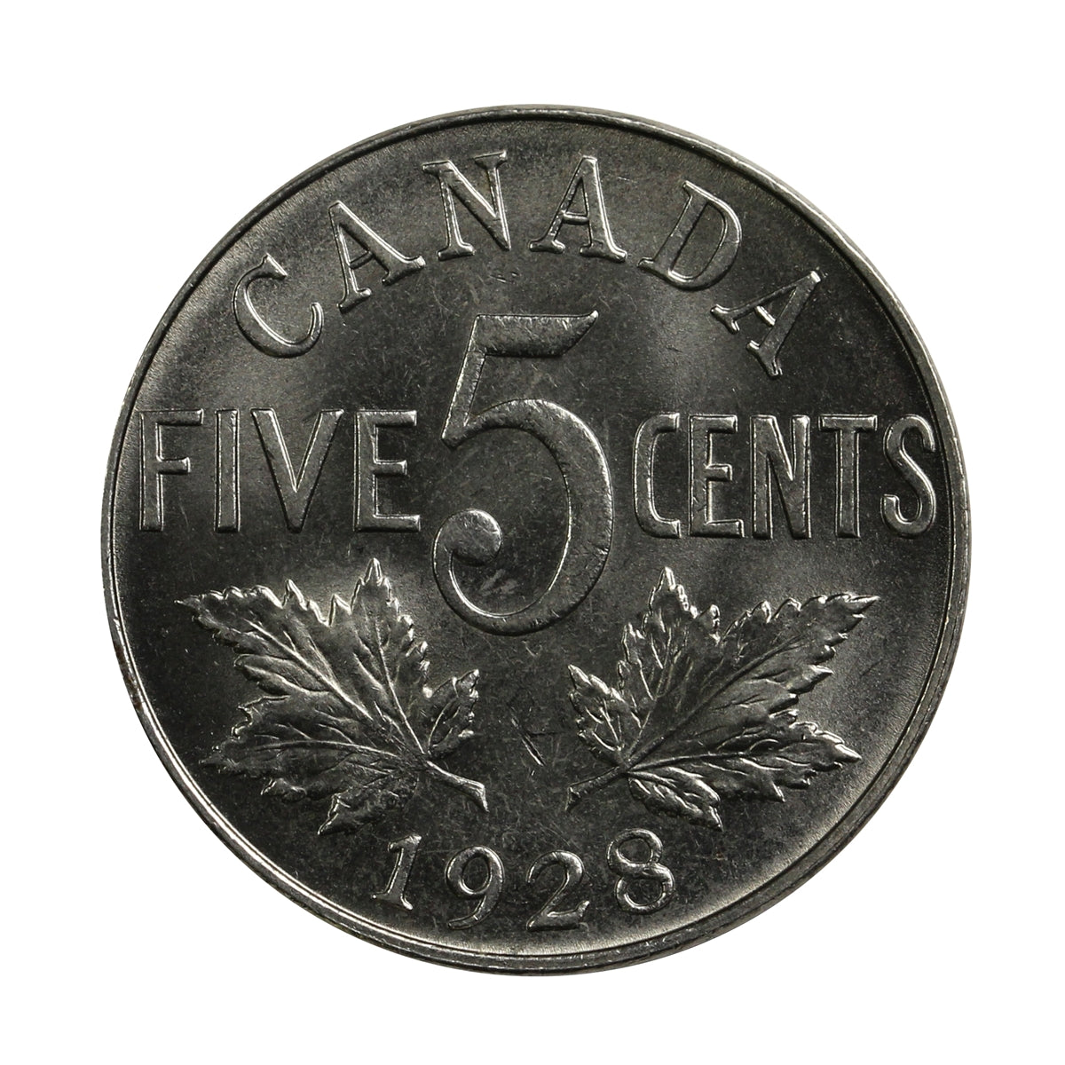 1928 Canada 5-cents Choice Brilliant Uncirculated (MS64) $