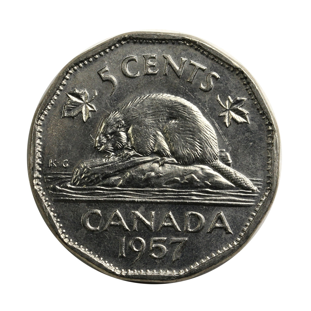 1957 Bugtail Canada 5-cents Brilliant Uncirculated (MS63) $