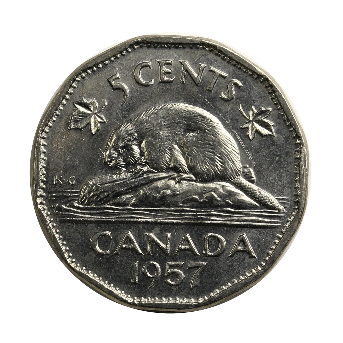 1957 Bugtail Canada 5-cents Brilliant Uncirculated (MS63) $