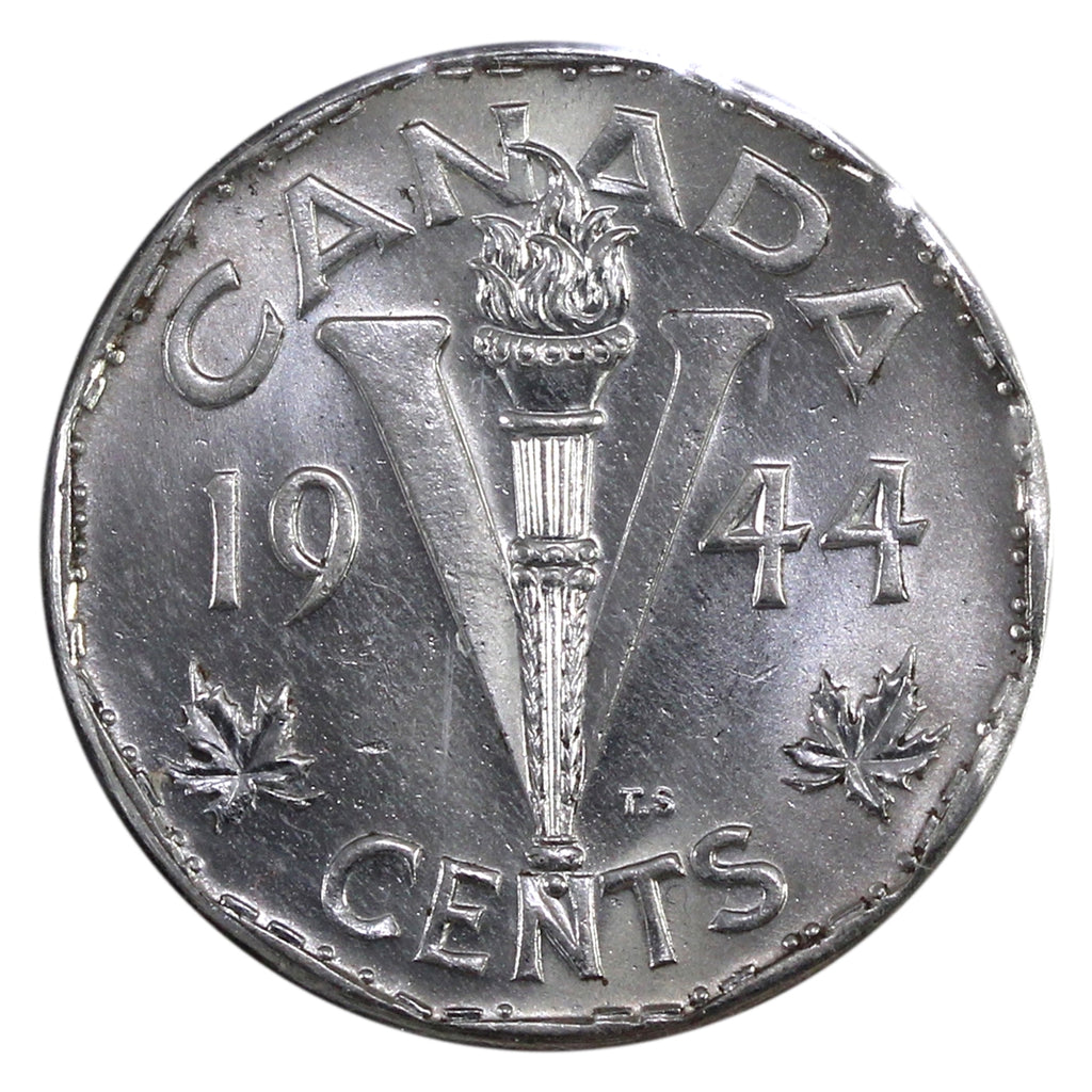 1944 No Chrome Canada 5-cents UNC+ (MS62)