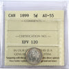 1899 Canada 5-cents ICCS Certified AU55