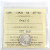 1900 Oval 0's Canada 5-cents ICCS Certified AU50