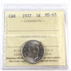 1937 Canada 5-cents ICCS Certified MS65