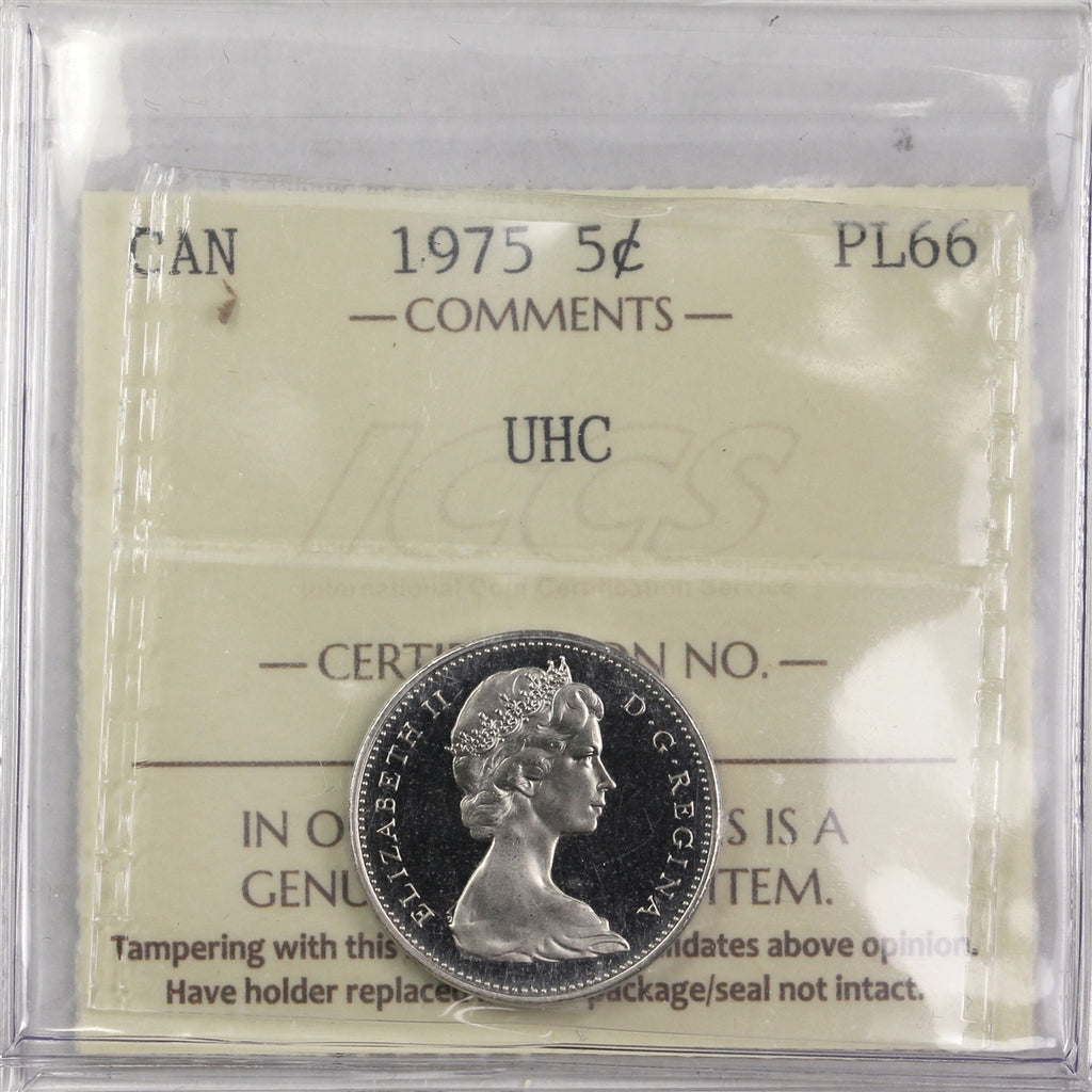 1975 Canada 5-cents ICCS Certified PL66 UHC