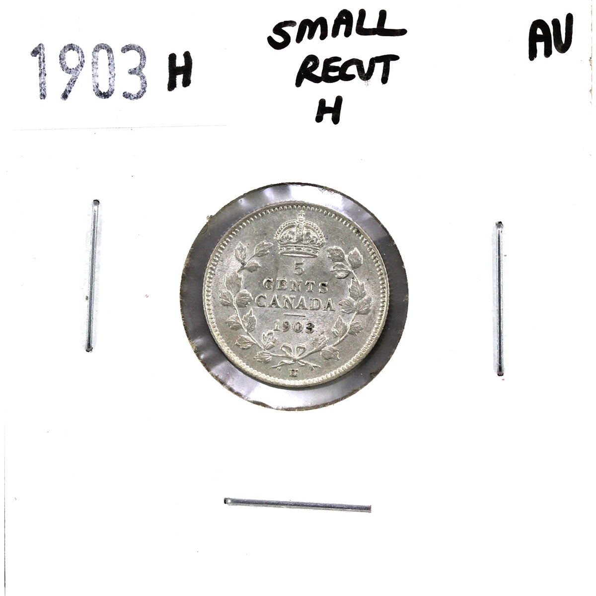 1903H Small Recut H Canada 5-cents Almost Uncirculated (AU50) $