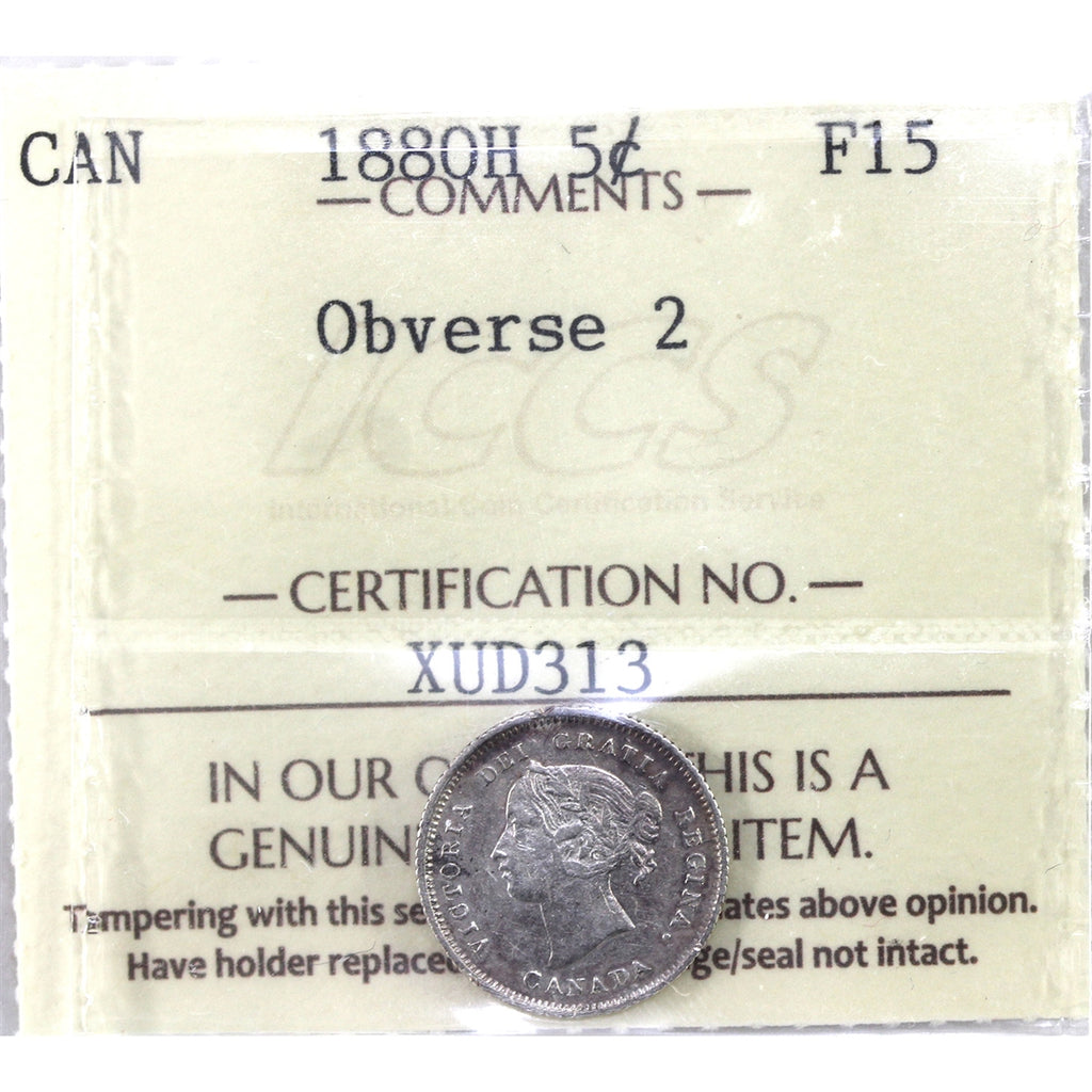 1880H Obverse 2 Canada 5-cents ICCS Certified F15