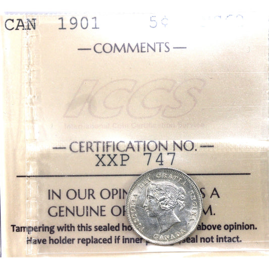 1901 Canada 5-cents ICCS Certified MS62