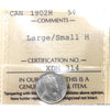 1902H Large/Small H Canada 5-cents ICCS Certified AU55