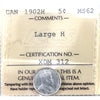 1902H Large H Canada 5-cents ICCS Certified MS62