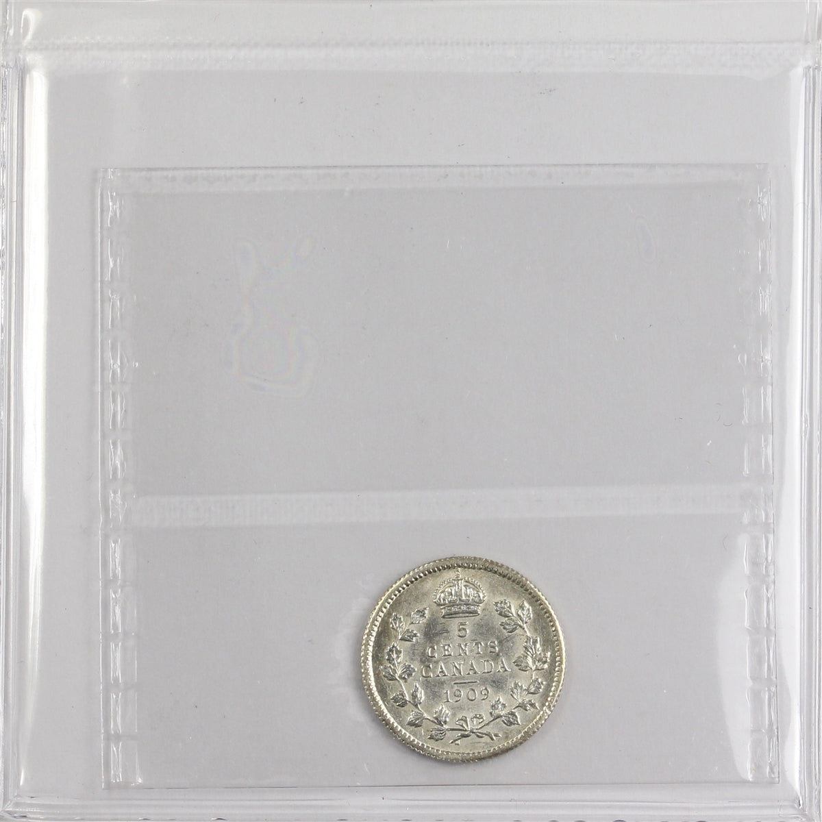 1909 Round Leaves; Bow Tie Canada 5-cents ICCS Certified AU55 (XXP 770)