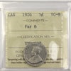 1926 Far 6 Canada 5-cents ICCS Certified VG8