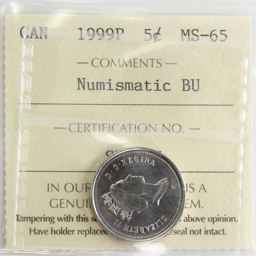 1999P Canada 5-cents ICCS Certified MS65 NBU