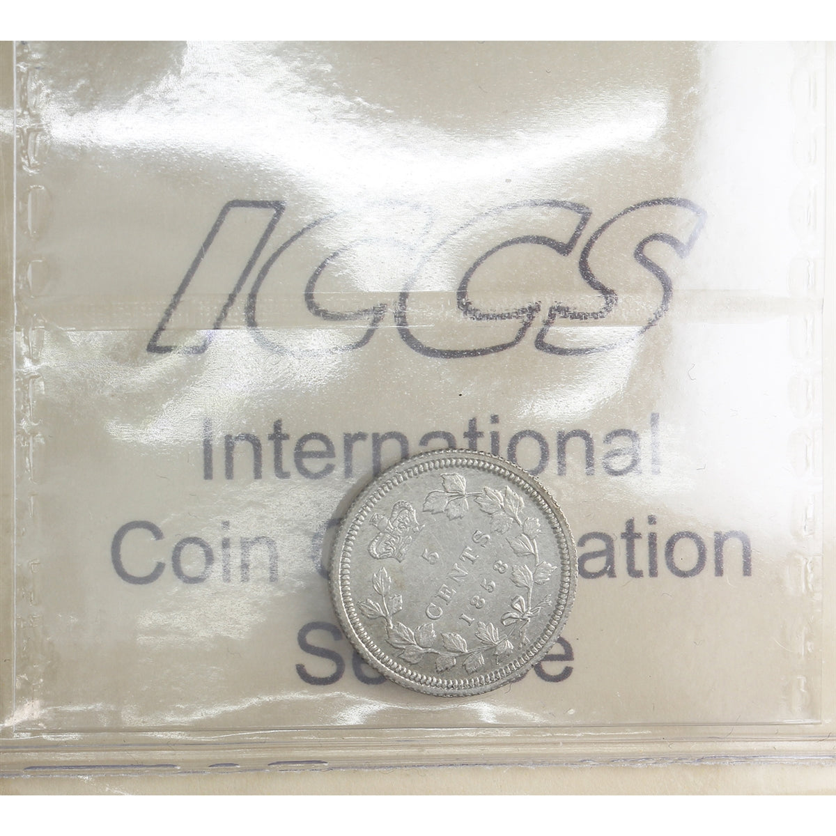 1858 Small Date Canada 5-cents ICCS Certified EF45