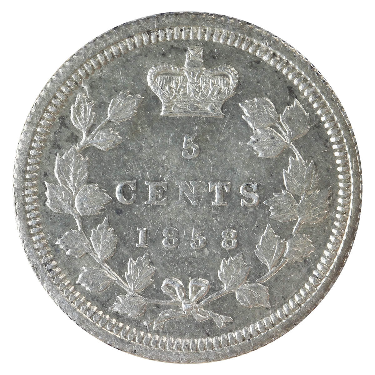 1858 Small Date Canada 5-cents ICCS Certified EF45