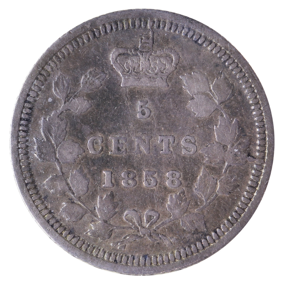 1858 Large Date Canada 5-cents ICCS Certified F15