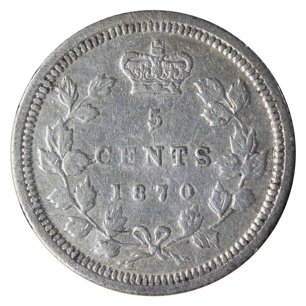 1870 Flat Border Canada 5-cents ICCS Certified F15