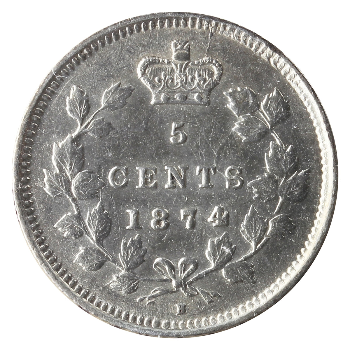 1874H Crosslet 4 Canada 5-cents ICCS Certified EF40