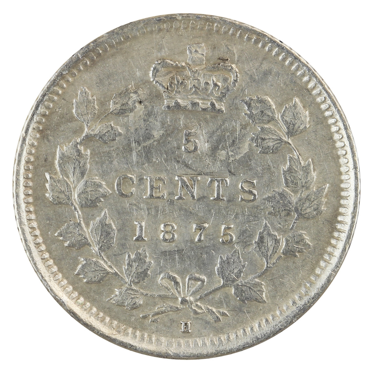 1875H Small Date Canada 5-cents ICCS Certified VF20