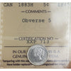 1883H Obv. 5 Canada 5-cents ICCS Certified EF40