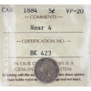 1884 Near 4 Canada 5-cents ICCS Certified VF20