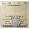 1889 Canada 5-cents ICCS Certified VF30