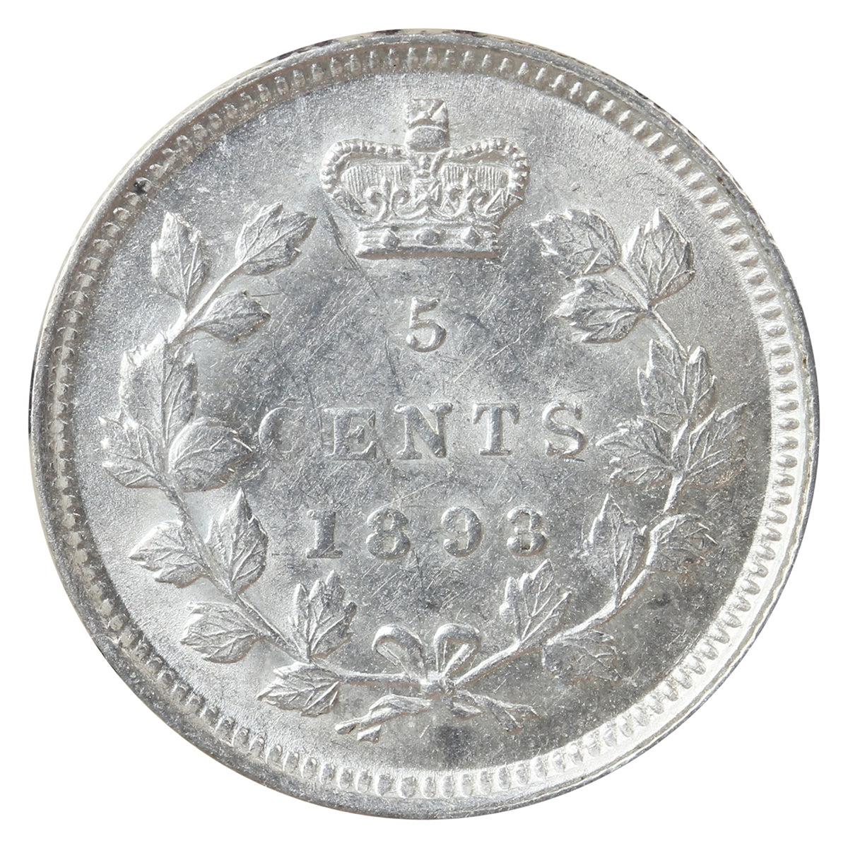 1893 Canada 5-cents ICCS Certified AU55