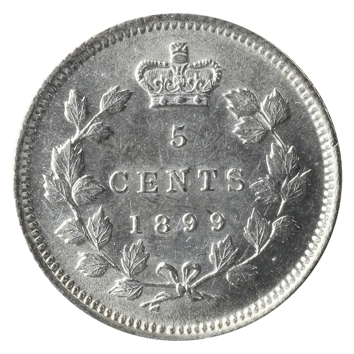 1899 Canada 5-cents ICCS Certified AU58