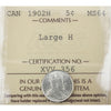 1902H Large H Canada 5-cents ICCS Certified MS64