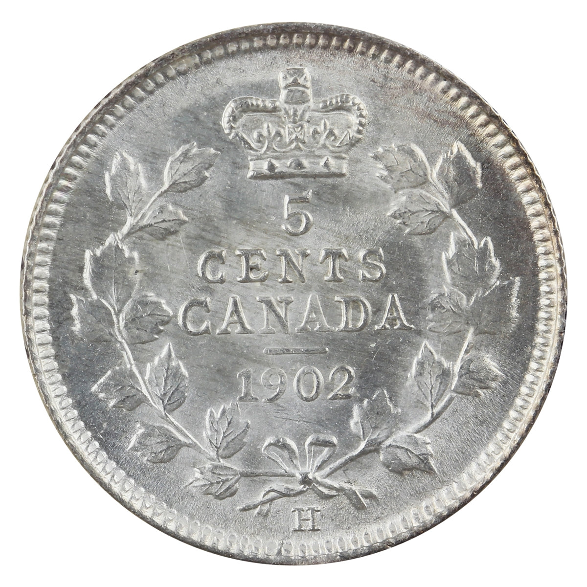 1902H Large H Canada 5-cents ICCS Certified MS64