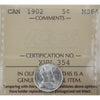 1902 Canada 5-cents ICCS Certified MS64