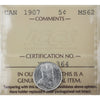 1907 Canada 5-cents ICCS Certified MS62