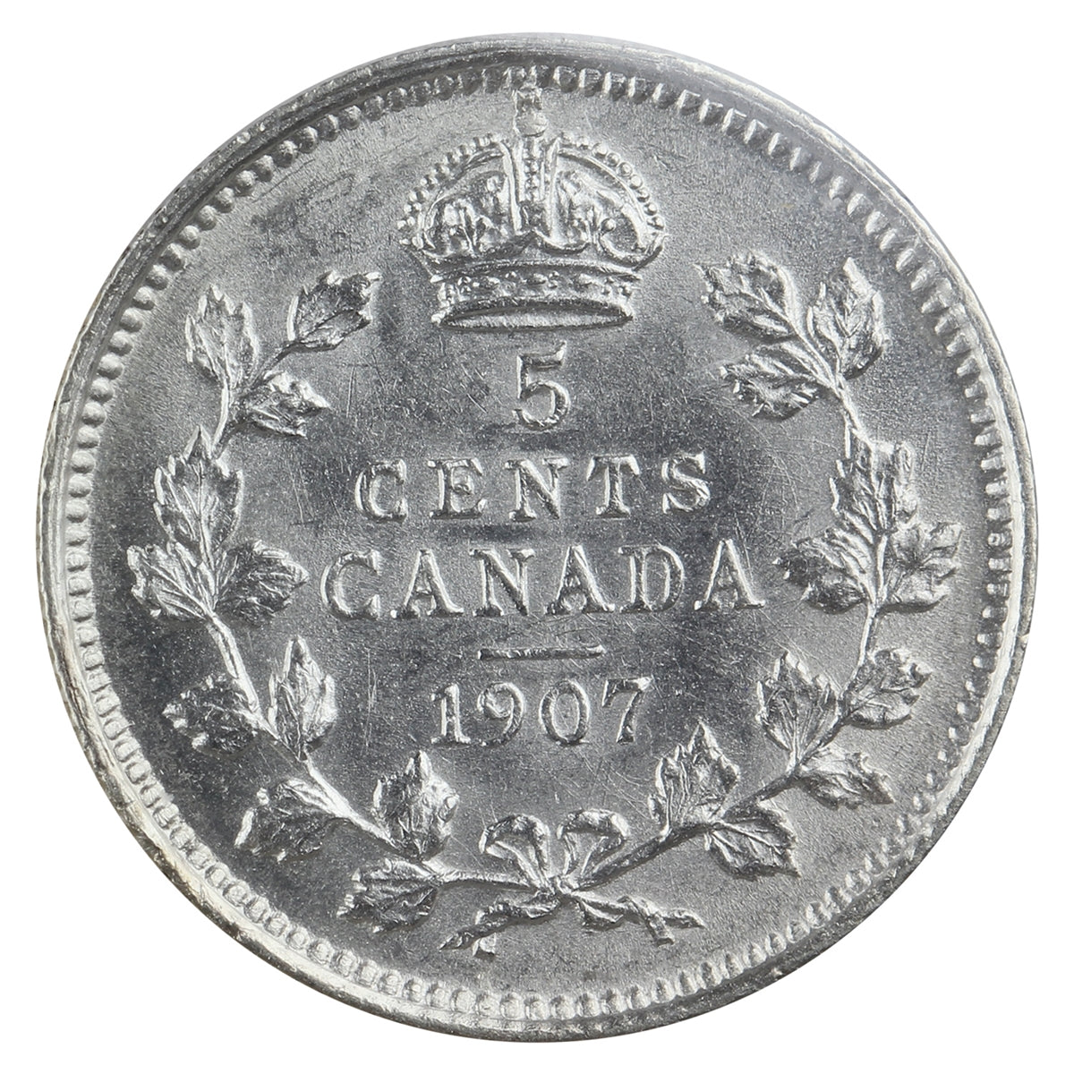1907 Canada 5-cents ICCS Certified AU55