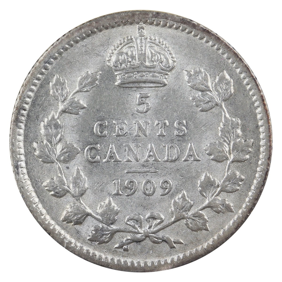 1909 RL, Bow Tie Canada 5-cents ICCS Certified EF45