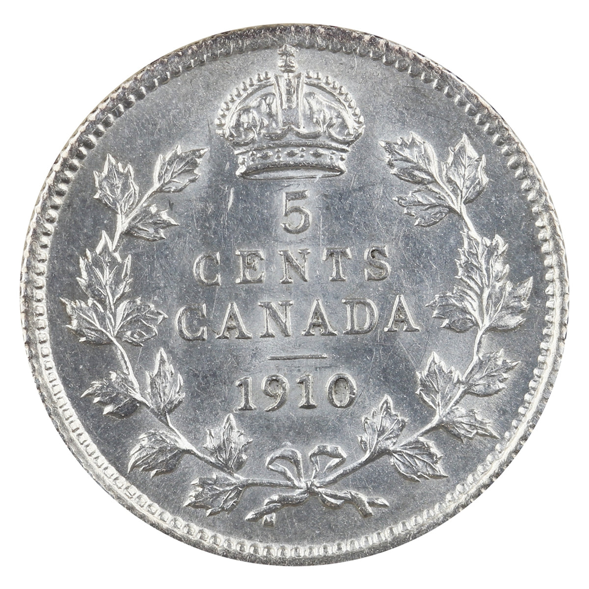 1910 Pointed Leaves Canada 5-cents ICCS Certified MS60