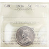 1934 Canada 5-cents ICCS Certified MS60
